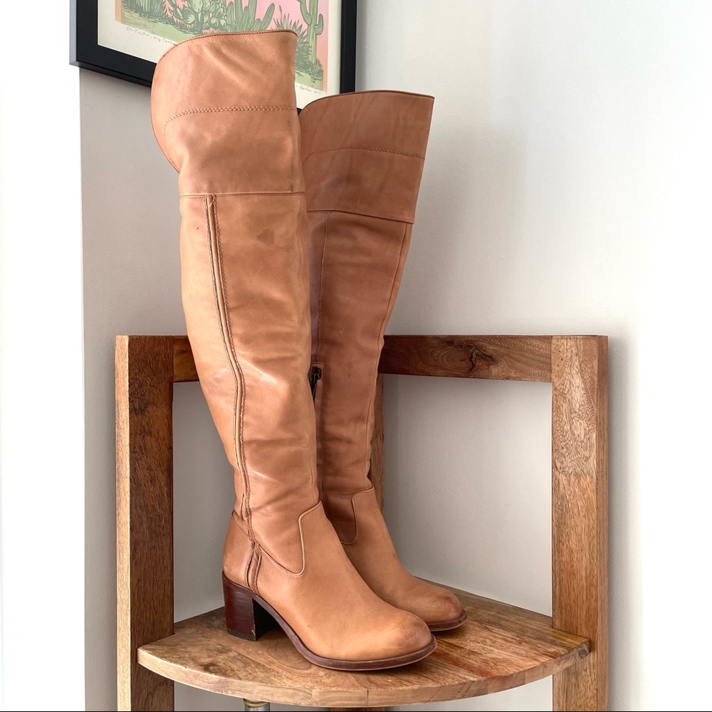 Sam Edelman Caramel Leather Joplin Over the Knee Boots